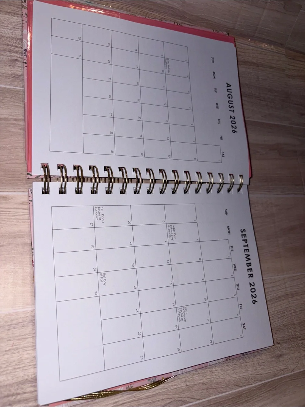 Be A Light Floral 18-Month Agenda with Gold Pen - Pink